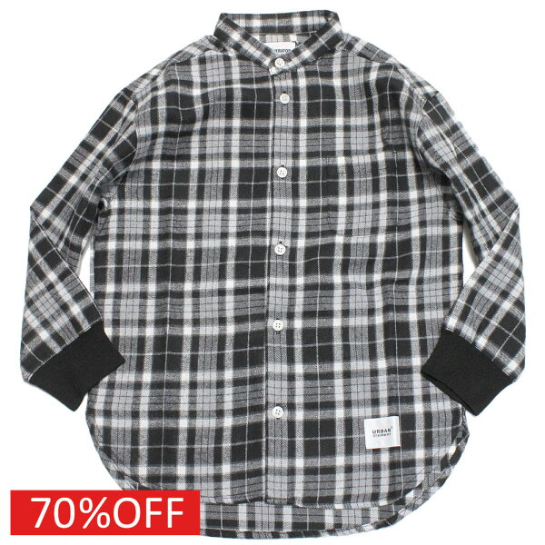 【子供服 ジュニア 親子 GENERATOR ジェネレーター アウトレット セール】  セール 【70%OFF】  バンドカラーシャツ ブラック(BK)