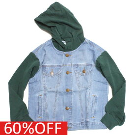 【オーシャンアンドグラウンド/子供服/ベビー/キッズ/ジュニア/ocean&amp;ground】 セール 【60%OFF】 あす楽 リメイクデニムジャケット グリーン(GR)