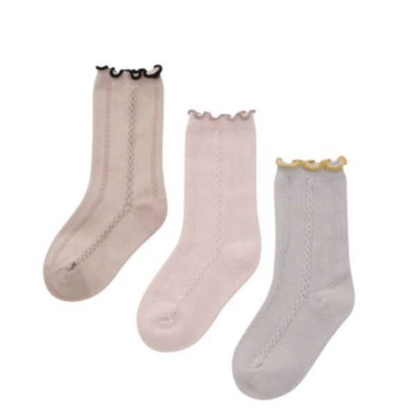 【オーシャンアンドグラウンド/子供服/ベビー/キッズ/ジュニア/ocean＆ground】  3PストライプJQメロウクルーソックスSET ベージュ(BE)