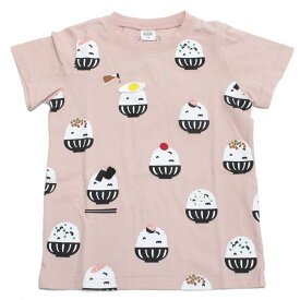 【CHEEK ROOM/チークルーム/知育玩具/子供服/ベビー/キッズ】 あす楽 ご飯のおともTシャツ ピンク(PK)