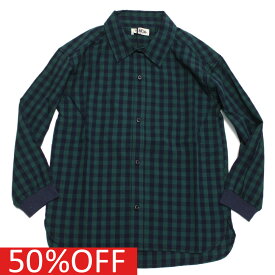 【子供服/makeyourday/メイクユアデイ/出産祝い】 セール 【50%OFF】 あす楽 ギンガムチェックシャツ グリーン(GR)