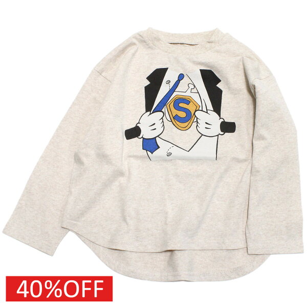【オーシャンアンドグラウンド/子供服/キッズ/ジュニア/ocean＆ground/アウトレット/OUTLET/SALE】  セール 【40%OFF】  トロンプルイユプリントTシャツ ベージュ(BE)