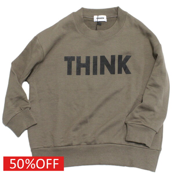 【子供服 ジュニア 親子 GENERATOR ジェネレーター アウトレット セール】  セール 【50%OFF】  THINK トレーナー アッシュグレー(AG)
