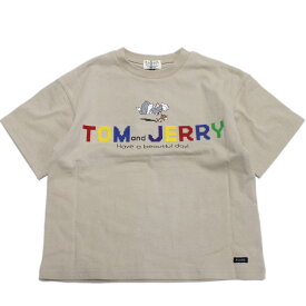 【エフオーキッズ F.O.KIDS】 あす楽 トムとジェリーコラボ ブロックロゴTシャツ ベージュ(BE)