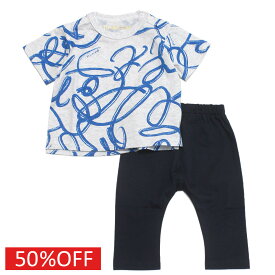 【マルーク 子供服 maarook 女の子 親子 ガールス ベビー ベビーギフト】 セール 【50%OFF】 ぐるぐるストロークPT天竺babyセット ブルー系(27)