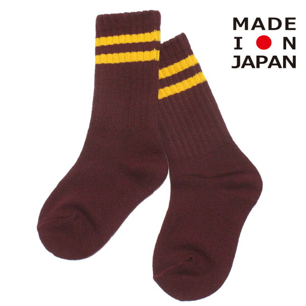 イ-ストエンドハイランダーズ 子供服 日本製 EAST END HIGHLANDERS  ラインソックス ボルドー×イエロー(BYS)
