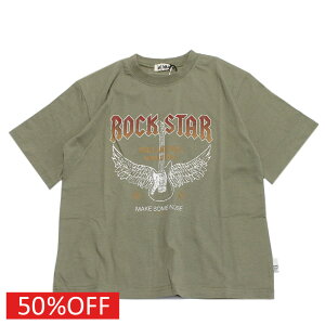 【子供服/makeyourday/メイクユアデイ】 セール 【50%OFF】 ロックTシャツ オリーブ(OL)