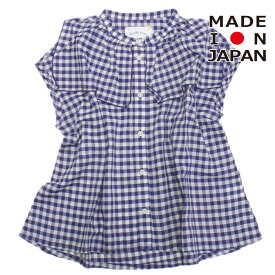 【子供服 キッズミチリコ michirico 】 あす楽 Shirring check シャツ 白×青チェック