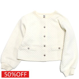 【マルーク 子供服 maarook 女の子 親子 ガールス ベビー ベビーギフト】 セール 【50%OFF】 ぽこぽこふくれジャガードカーディガン シロ(1)