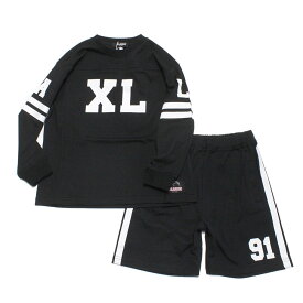 【キッズ エクストララージ XLARGE KIDS 子供服 エックスラージ】 あす楽 カレッジロゴ長袖シャツ+ショートパンツ クロ(80)