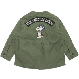 【DD×スヌーピー DENIM DUNGAREE×スヌーピーコラボ PEANUTS 子供服】 あす楽 バックサテン SNOOPY JK 9KHカーキ