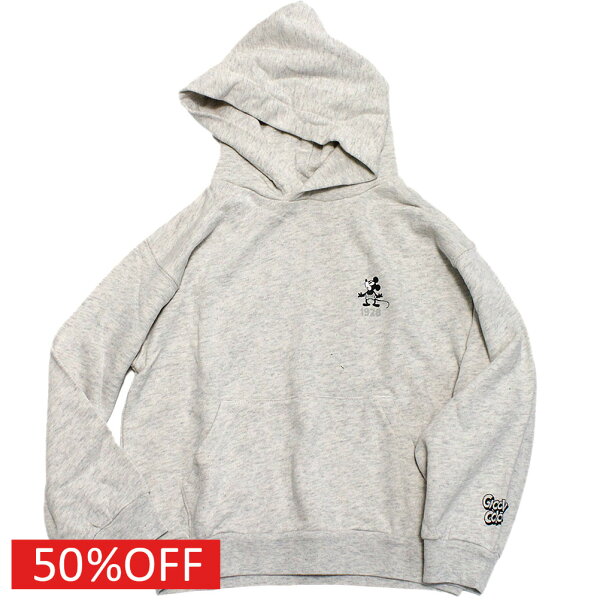 【グルーヴィーカラーズ groovy colors ジュニア 子供服】  セール 【50%OFF】  ウラケ MICKEY MOUSE パーカー 23LGR薄グレイ