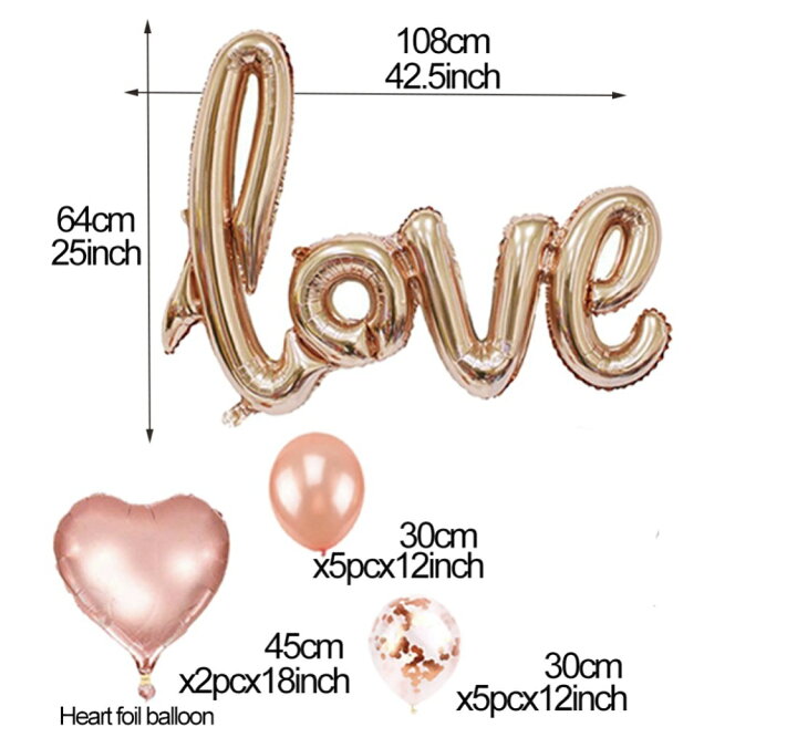 送料無料 1000円 豪華 13点 セット love 風船 バルーン アルミバルーン コンフェッティ 紙吹雪 結婚 結婚式 二次会 ウエディング プロポーズ 誕生日 バースデー お祝い パーティ イベント 飾り 飾りつけ おしゃれ バレンタイン 告白 デコレーション 装飾 室内 ... LOVE ラブバルーン 風船 飾り 誕生日 パーティ 結婚式 ピンクゴールド