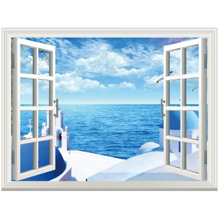 楽天市場 オーダーメイド ギリシャ サントリーニ島 横長 ウォール ステッカー ポスター シール 裏が透けない 自然 はがせる 壁紙 壁シール お風呂 風景 はがせる壁紙 壁 シトラス 中国コスメ タイコスメ