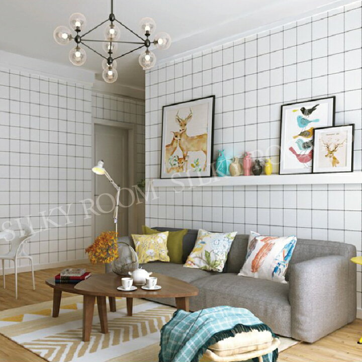 楽天市場 ポイントバック10 Offc 貼ってはがせる 壁紙 グラフチェック のり付き チェック 格子柄 巾45cm 長さ10メートル 数量1で10m インテリア モノトーン 北欧 白黒 クロス 送料無料 粘着シート カッティング シール壁紙 はがせる キッチン シール シトラス 中国