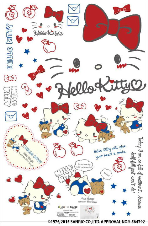 楽天市場 送料無料 ウォールステッカー Hello Kitty 正規品 50 70cm 大版 ハローキティ ウォール ステッカー はがせる 壁紙 サンリオ Sanrio Hallokitty シルキー完全オリジナル おしゃれ キャラクター 子供部屋 子供 窓 可愛い かわいい 壁 インテリアシール