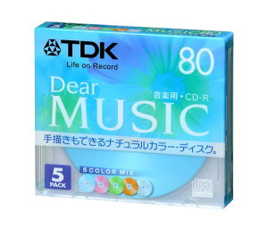 TDK CD-R ���y�p 80�� �J���[�~�b�N�X ��`���Ή� 5���p�b�N CD-RDE80CMX5N