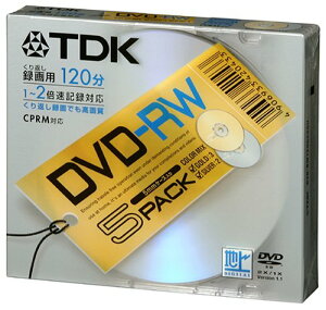 TDK DVD-RW�^��p 1-2�{���L�^�Ή� �S�[���h/�V���o�[���[�x���f�B�X�N 5���p�b�N [DVD-RW120GSX5U]