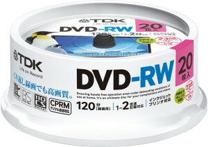 TDK �^��pDVD-RW �f�W�^�������^��Ή�(CPRM) 1-2�{�� �C���N�W�F�b�g�v�����^�Ή�(�z���C�g�E���C�h) 20���X�s���h�� DRW120DPWA20PU