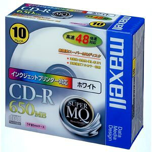 maxell f[^p CD-R 650MB 48{Ή CNWFbgv^ΉzCg 10 5mmP[X CDR650S.PW1P10S