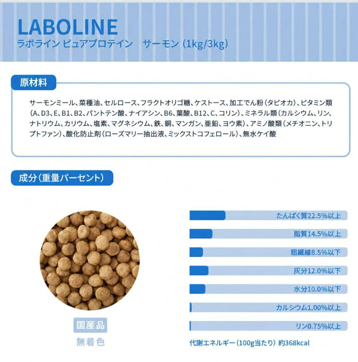 楽天市場】LABOLINE ラボライン ピュアプロテイン サーモン(3kg) 食物 