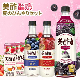 【30%OFFクーポン&ポイント10倍】8/27(木)1:59迄!美酢 夏の韓国グルメ 夏のひんやりセット 美酢5点 みちょ 飲むお酢 果実酢 お酢飲料 限定 アサイーブレンド800mL / 美酢プラス500mL ざくろ・ブルーベリー/ いちご&ジャスミン 200mL×2