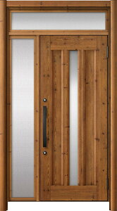 リシェント玄関ドア3 アルミ仕様 / 手動 片袖_ランマ付き C12N型(木目調) 特注 W:910〜1,446mm × H:1,973〜2,600mm LIXIL TOSTEM