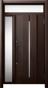 リシェント 玄関ドア3 断熱仕様 / 非防火 K4 M12型 木目調 片袖ランマ付 特注サイズ W:922〜1,446mm × H:1,974〜2,600mm カバー工法 LIXIL TOSTEM