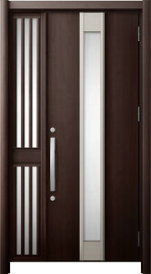 リシェント 玄関ドア3 断熱仕様 / 非防火 K2 M77型 アルミ色 片袖飾り 中桟付ポスト無し 特注サイズ W:930〜1,336mm × H:1,739〜2,439mm カバー工法 LIXIL