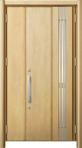 リシェント 玄関ドア3 断熱仕様 / 非防火 K2 M83型 木目調 親子ドア 特注サイズ W:978〜1,480mm × H:1,839〜2,356mm カバー工法 LIXIL TOSTEM