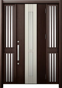 リシェント 玄関ドア3 断熱仕様 / 非防火 K2 M84型 木目調 両袖飾り 中桟付ポスト無 特注サイズ W:1,246〜1,695mm × H:1,839〜2,356mm カバー工法 LIXIL