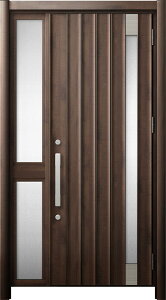 リシェント 玄関ドア3 断熱仕様 / 非防火 K2 P77型 木目調 片袖 中桟付ポスト無 特注サイズ W:910〜1,336mm × H:1,739〜2,439mm カバー工法 LIXIL TOSTEM