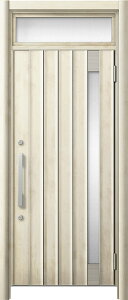 リシェント 玄関ドア3 断熱仕様 / 非防火 K2 P77型 木目調 片開きランマ付 特注サイズ W:752〜977mm × H:1,974〜2,600mm カバー工法 LIXIL TOSTEM