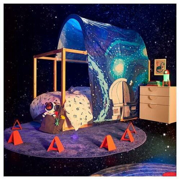 楽天市場】IKEA イケア ベッドテント 宇宙 ブルー m80554058 KURA 