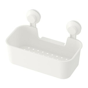 IKEA イケア バスケット 吸盤付き ホワイト 白 z20381254 TISKEN ティスケン 日用品雑貨 バス用品 整理棚 ラック おしゃれ シンプル 北欧 かわいい