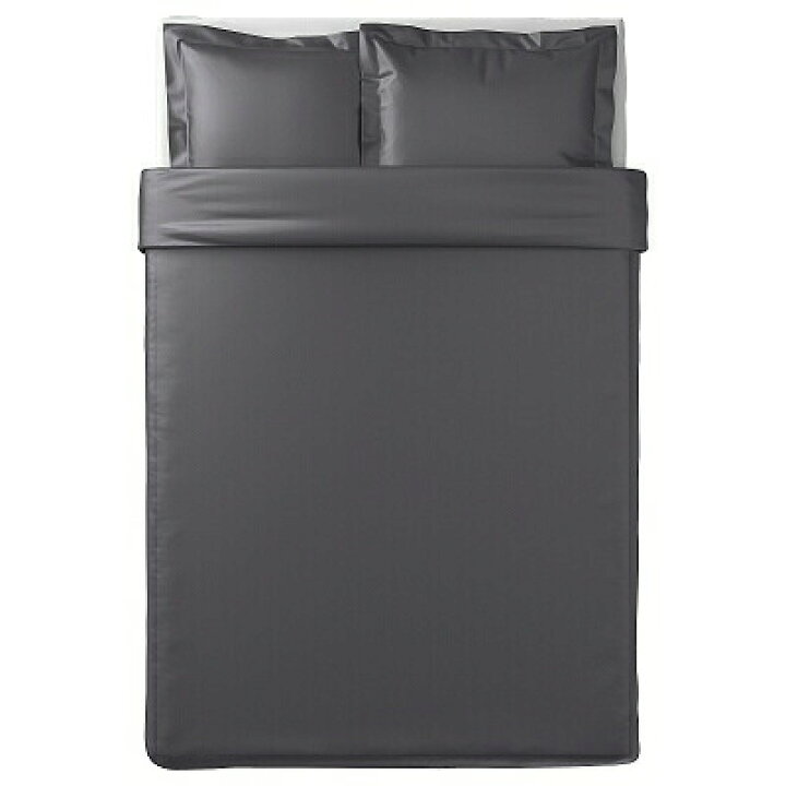 IKEA イケア 掛け布団カバー&枕カバー ダークグレー ダブルサイズ LUKTJASMIN n10442535 寝具カバーセット おしゃれ シンプル 北欧 かわいい 株式会社クレール IKEA イケア GASPA ダブル用 掛け布団カバー