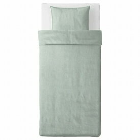 【あす楽】IKEA イケア 掛け布団カバー＆枕カバー グリーン ストライプ シングル 150x200cm n20423206 BERGPALM ベリパルム 寝具カバーセット おしゃれ シンプル 北欧 かわいい ベッド