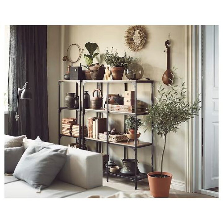 楽天市場】IKEA イケア シェルフユニット ブラック 100x136cm 