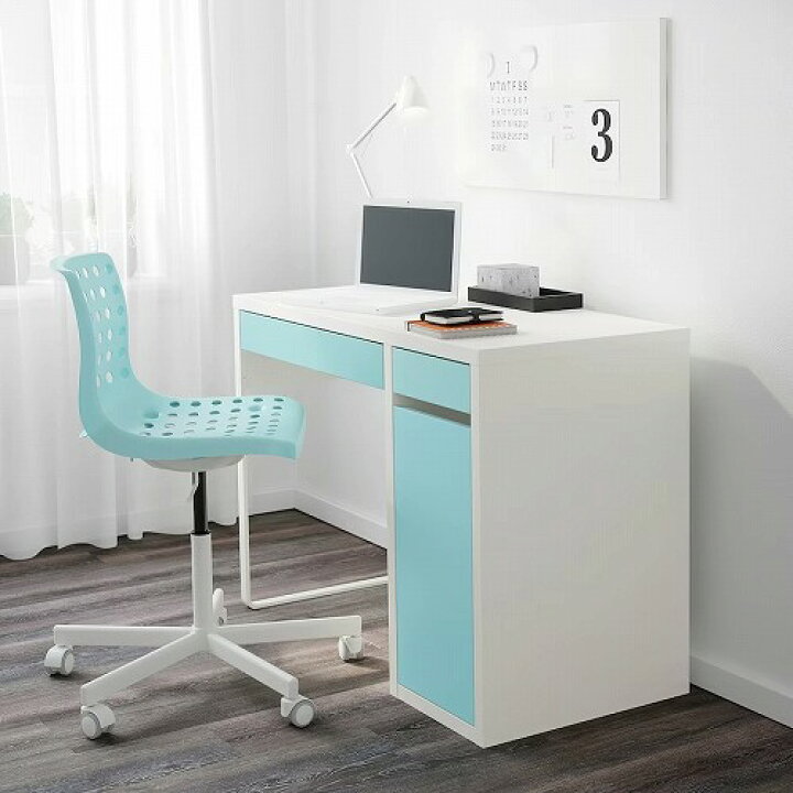 楽天市場】IKEA イケア デスク ホワイト ライトターコイズ 105x50cm 