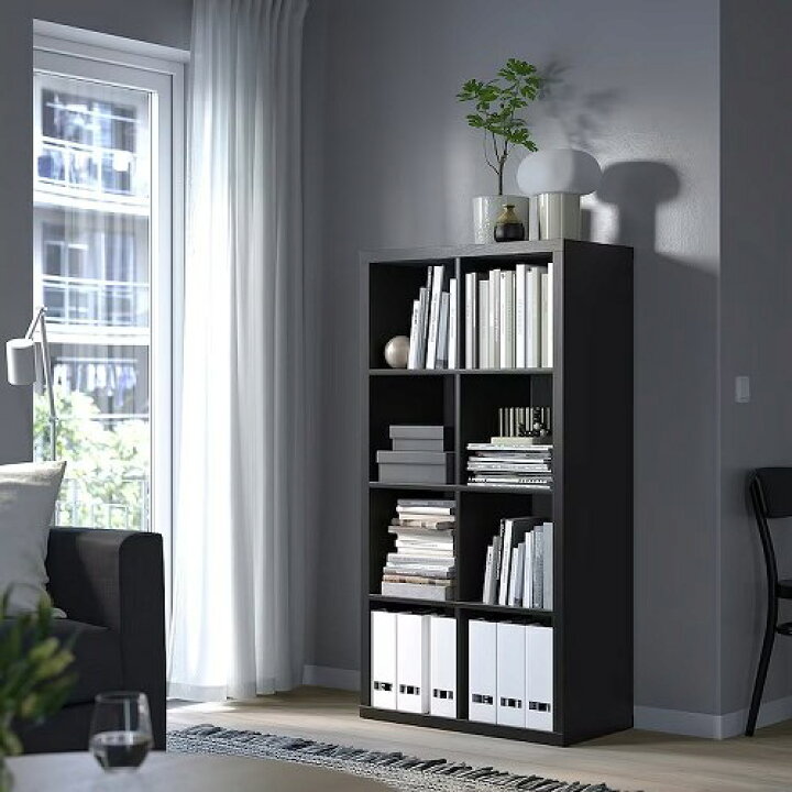 楽天市場】IKEA イケア シェルフユニット ブラックブラウン 77x147cm 