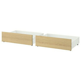 IKEA イケア ベッド下収納ボックス ベッドフレーム用 ホワイトステインオーク材突き板 2ピース 200cm big40354508 MALM マルム 日用品雑貨 生活雑貨 収納用品 収納ケース おしゃれ シンプル 北欧 かわいい