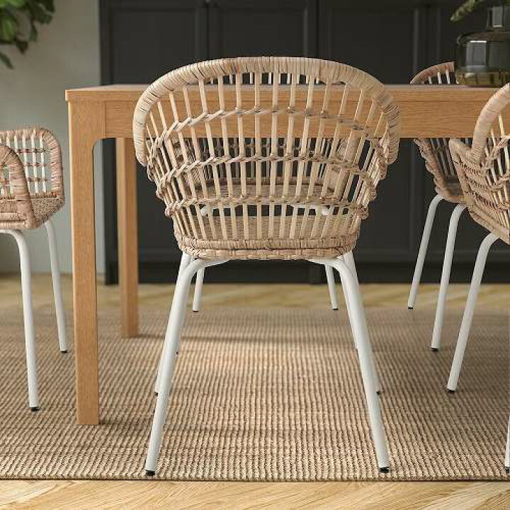 楽天市場】IKEA イケア チェア アームレスト付 籐 ホワイト 白 