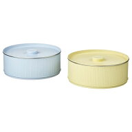 IKEA イケア 缶 ふた付き クッキー用/ペールイエロー ペールブルー 2.5 l 2 ピース m00605698 BETTHAJベ…