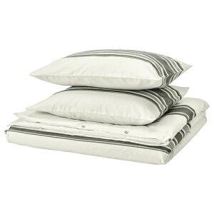 IKEA イケア 掛け布団カバー&枕カバー2枚 ホワイト/ダークグレー ダブル 200x200/50x60 cm m30612126 JATTEFRAKENイェッテフレーケン インテリア 寝具 収納 子供部屋用インテリア 寝具 収納 寝具 掛け布
