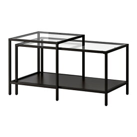 【あす楽】IKEA イケア ネストテーブル2点セット ガラス ブラックブラウン 黒 茶 90x50cm a60215333 VITTSJO ヴィットショー 収納 センターテーブル ローテーブル おしゃれ シンプル 北欧 かわいい 家具