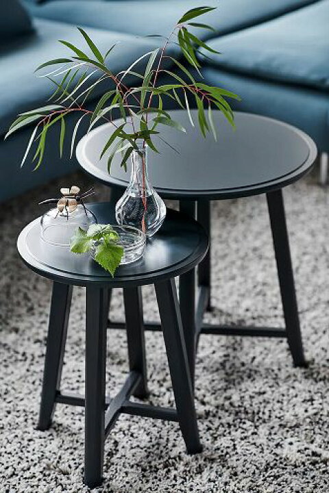 IKEA イケア ネストテーブル2点セット グレー ウォールナット調 