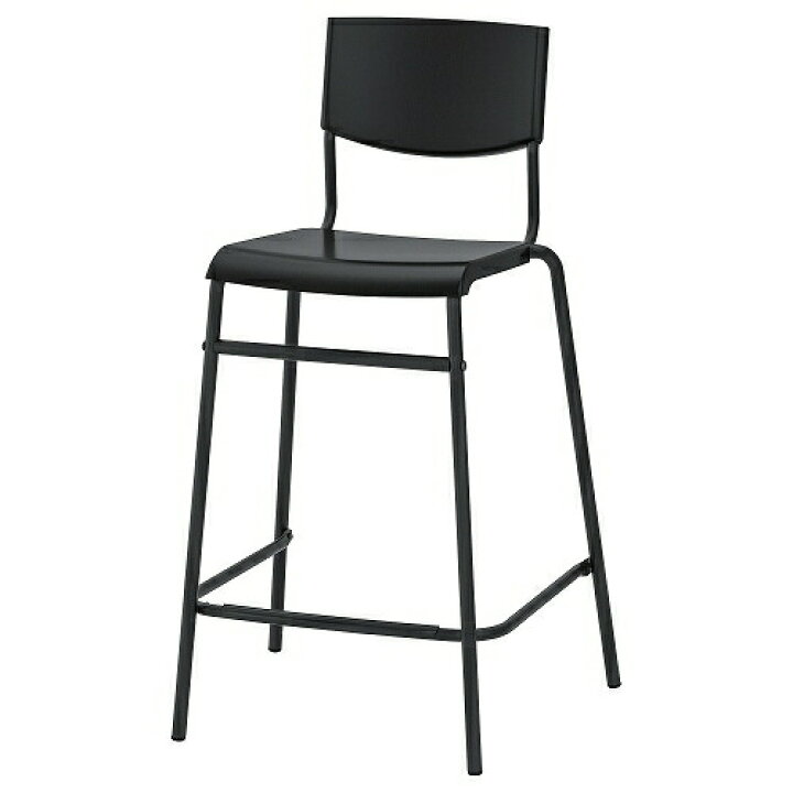 楽天市場】IKEA イケア バースツール 背もたれ付き ブラック 63cm 