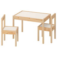 IKEA イケア 子供用テーブル チェア2脚付 ホワイト 白 パイン材 10178413 LATT レット キッズテーブル 家…