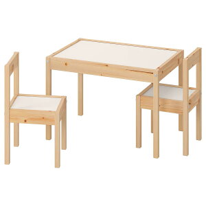 IKEA イケア 子供用テーブル チェア2脚付 ホワイト 白 パイン材 10178413 LATT レット キッズテーブル 家具 子供部屋用インテリア テーブル おしゃれ シンプル 北欧 かわいい ベビー