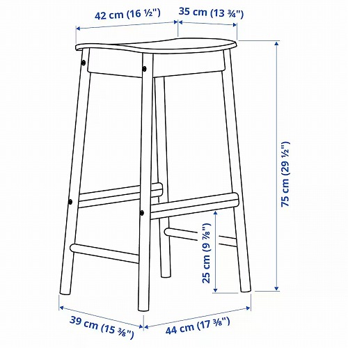 IKEA イケア バースツール バーチ 75cm m70511234 RONNINGE ロッニンゲ  インテリア 家具 イス 椅子 カウンターチェア おしゃれ シンプル 北欧 かわいい